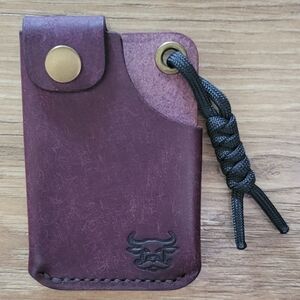 Purple Leather Key & Card Holder with Snap Closure